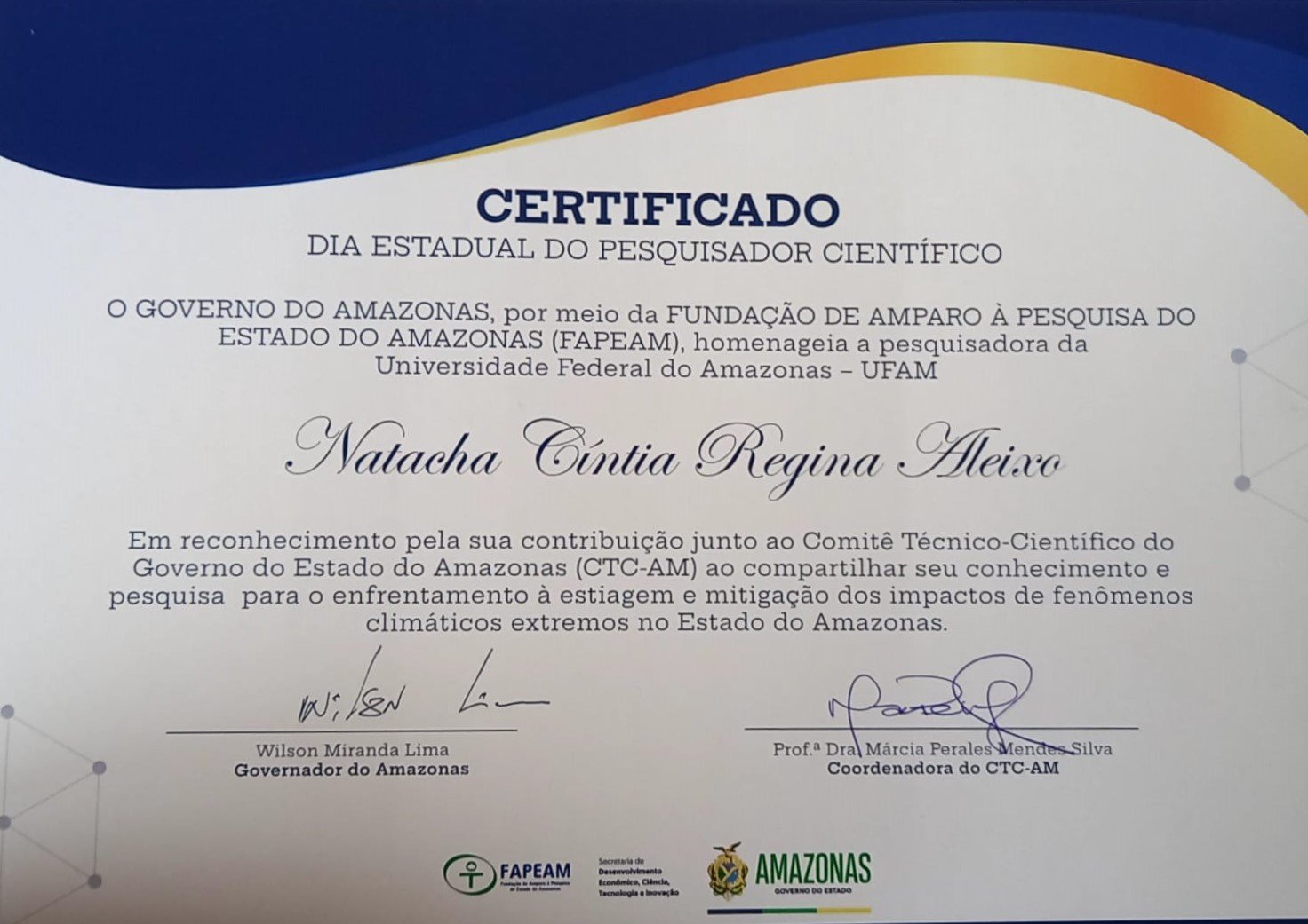 Pesquisadora do PPGEOG/UFAM é Homenageada pelo Governo do Estado do Amazonas