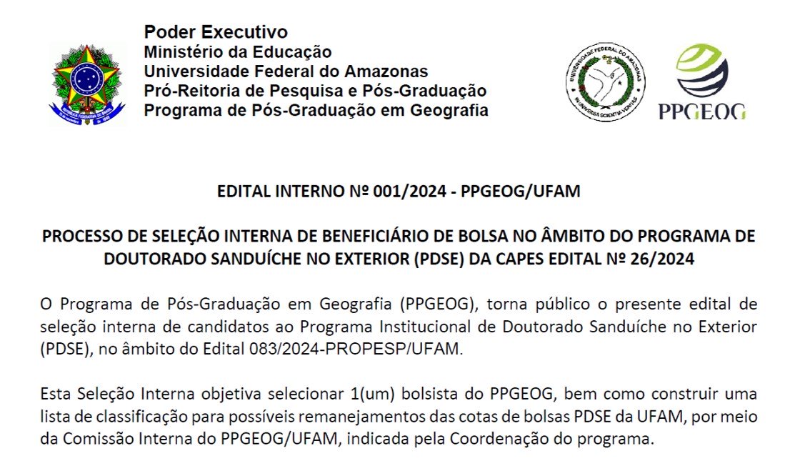 Programa de Doutorado Sanduíche: Edital 001/2024